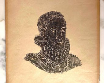 Antique Nobleman Engraving Print Thomas Nevynson 1590