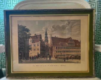 Peter Suhr Color Lithograph Hamburg St. Nicolai Kirche 1833