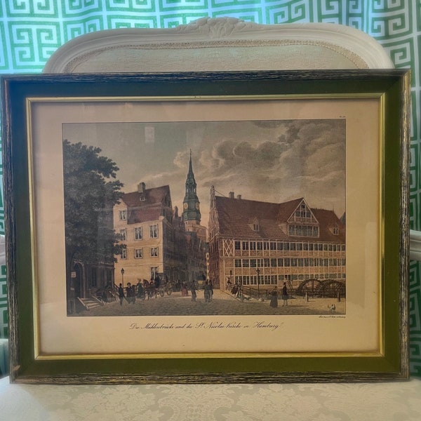 Peter Suhr Color Lithograph Hamburg St. Nicolai Kirche 1833