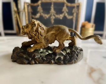 Vintage Bronze Lion Signed