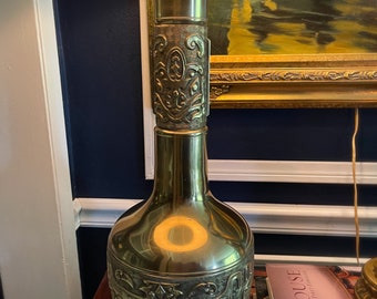 Mid Century Modern James Mont Style 60’s Asian Embossed Brass Lamp