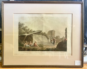 Antique Lithograph of a Sarcophagus at Caccamo by Bowyer 1803