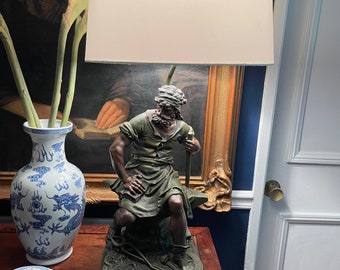 Antique Inspired French Lamp by Charles Auguste Lebourg Le Travail