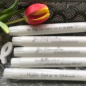 Kerze Konfirmation, Geschenk Kommunion, Danksagung Gäste Kommunion, Tischdekoration Konfirmation, Gastgeschenk Kommunion, Jugendweihe