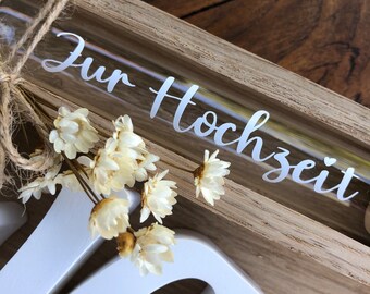 Geldgeschenk Hochzeit - Holz Karte Mit Reagenzglas - Kreative Geschenkverpackung Für Brautpaar