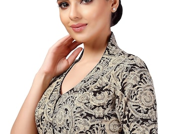 Multi Readymade Braut Designer Saree Bluse Floral Kalamkari Gedruckt Frauen Reine Baumwolle Sari Choli Indische Hochzeit Tragen Stoff Tunika Crop Top
