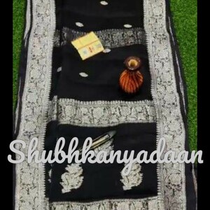 Durga puja khadi Chiffon Zari Work Banarasi Silk Wedding Wear Handwoven Saree Designer Weaving Fabric Sari Women With Running Blouse Piece