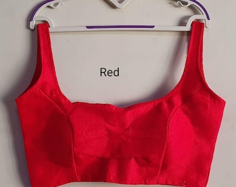Rote Readymade Braut Designer Saree Bluse Solid Plain Muster für Frauen Poly Seide Sari Choli Indian Wedding Wear Stoff Craft Tunika Top