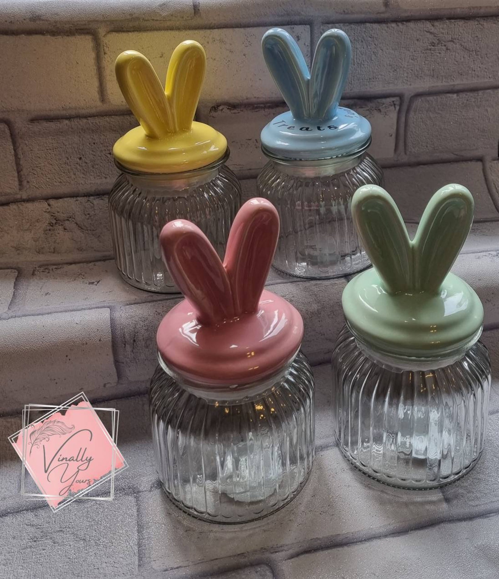 Personalised glass Sweet jar bunny ears choice of colours Etsy Italia