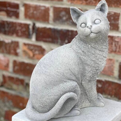 Cat Statue Cat Memorial Garden Statue Cat Name Tag Yard Art Etsy