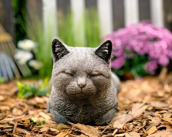 Hand Cast Stone Cat Hand Cast Stone Cat, Cast Stone Cat Garden Statue