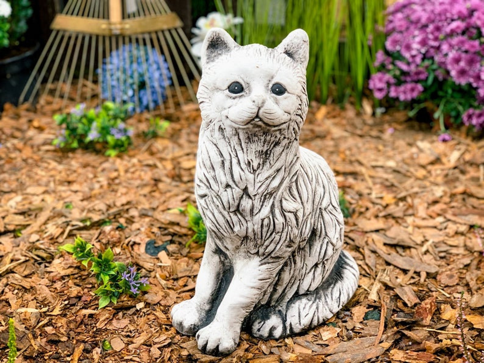 Cat Statue Cat Memorial Cat Statue Engraved Concrete Cat Etsy