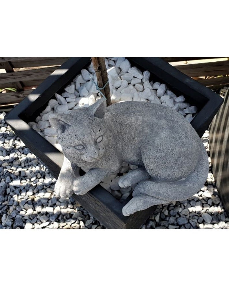 Cat Statue Cement Cat Statue Cat Memorial Stone Outdoor Cat Etsy