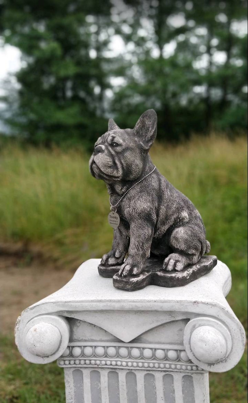 French bulldog statue engraved dog tag pet memorial garden image 9