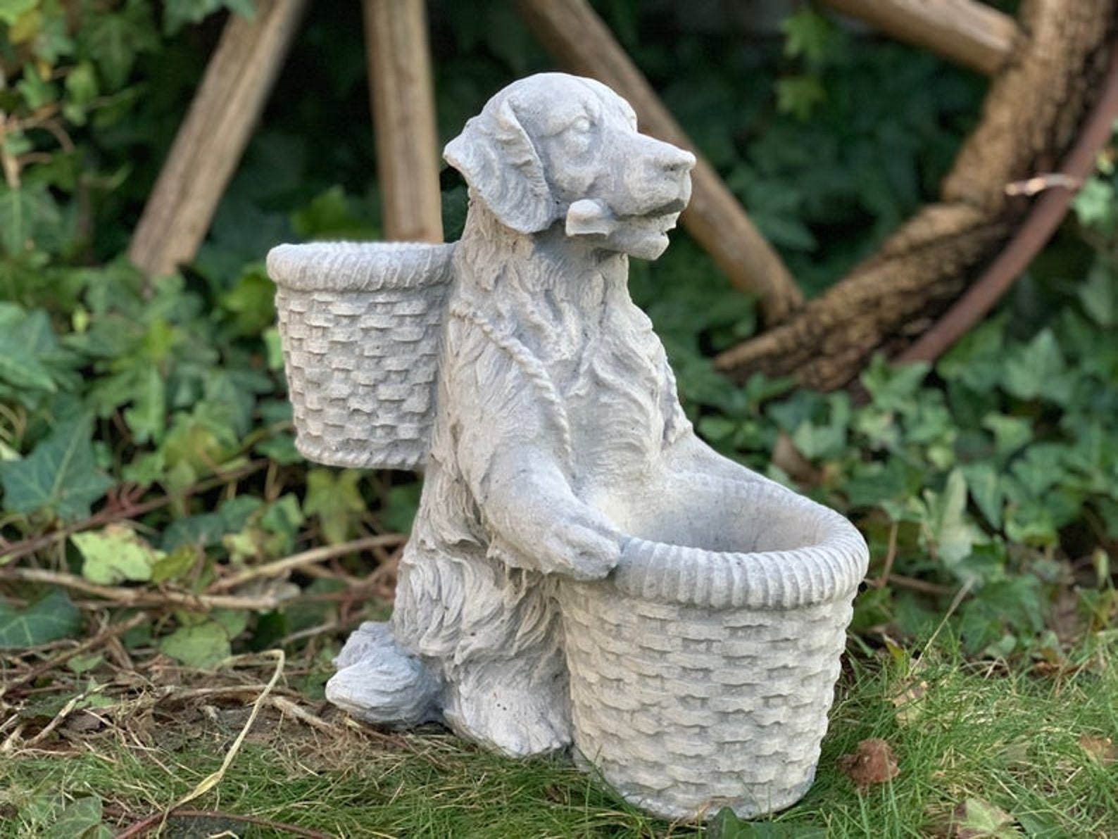 Dogs with baskets statue Dog Figurine Engraved Dog Tag Etsy