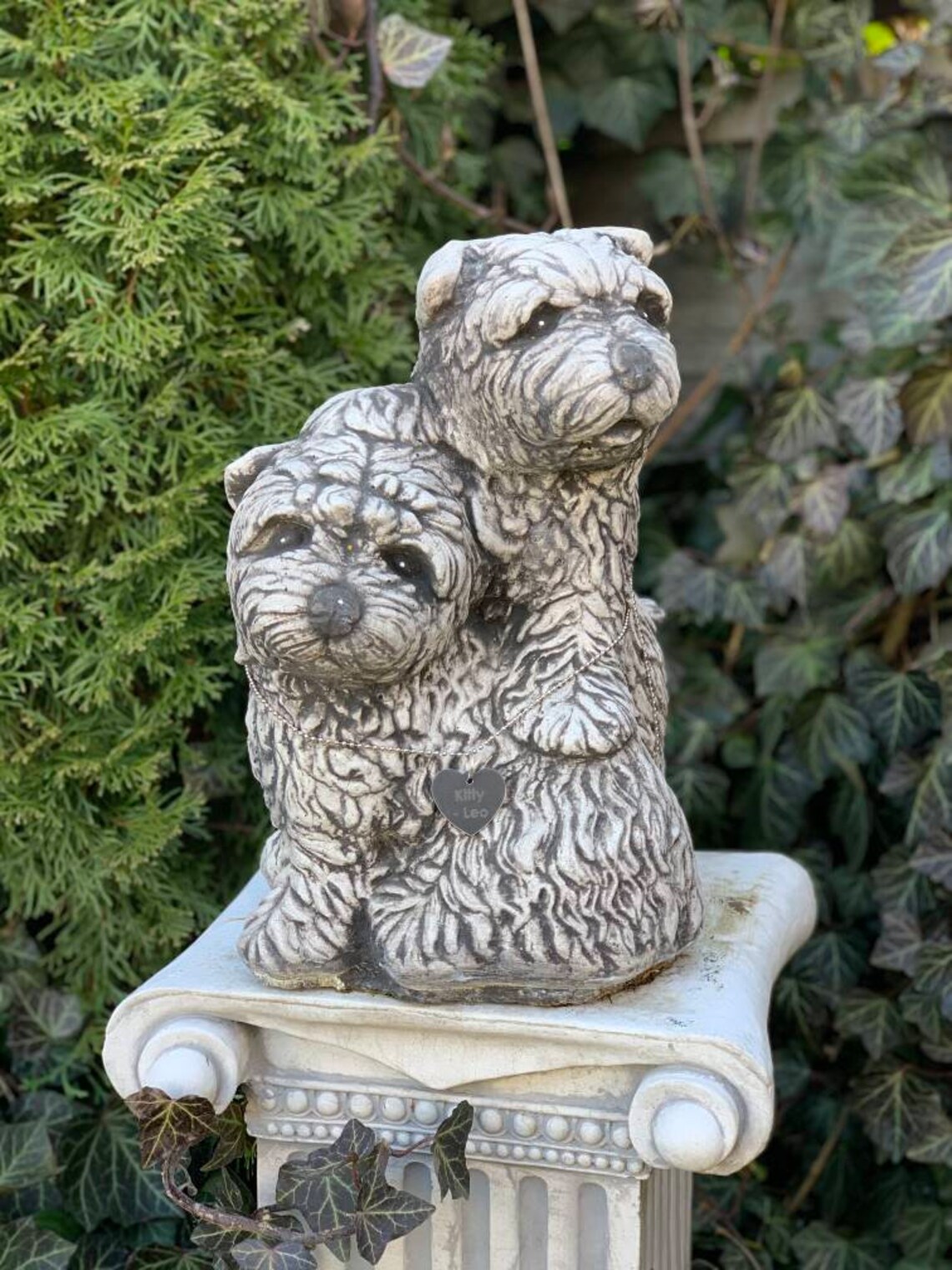 Funny Dog Statue Engraved Dog Tag Concrete Dog Etsy