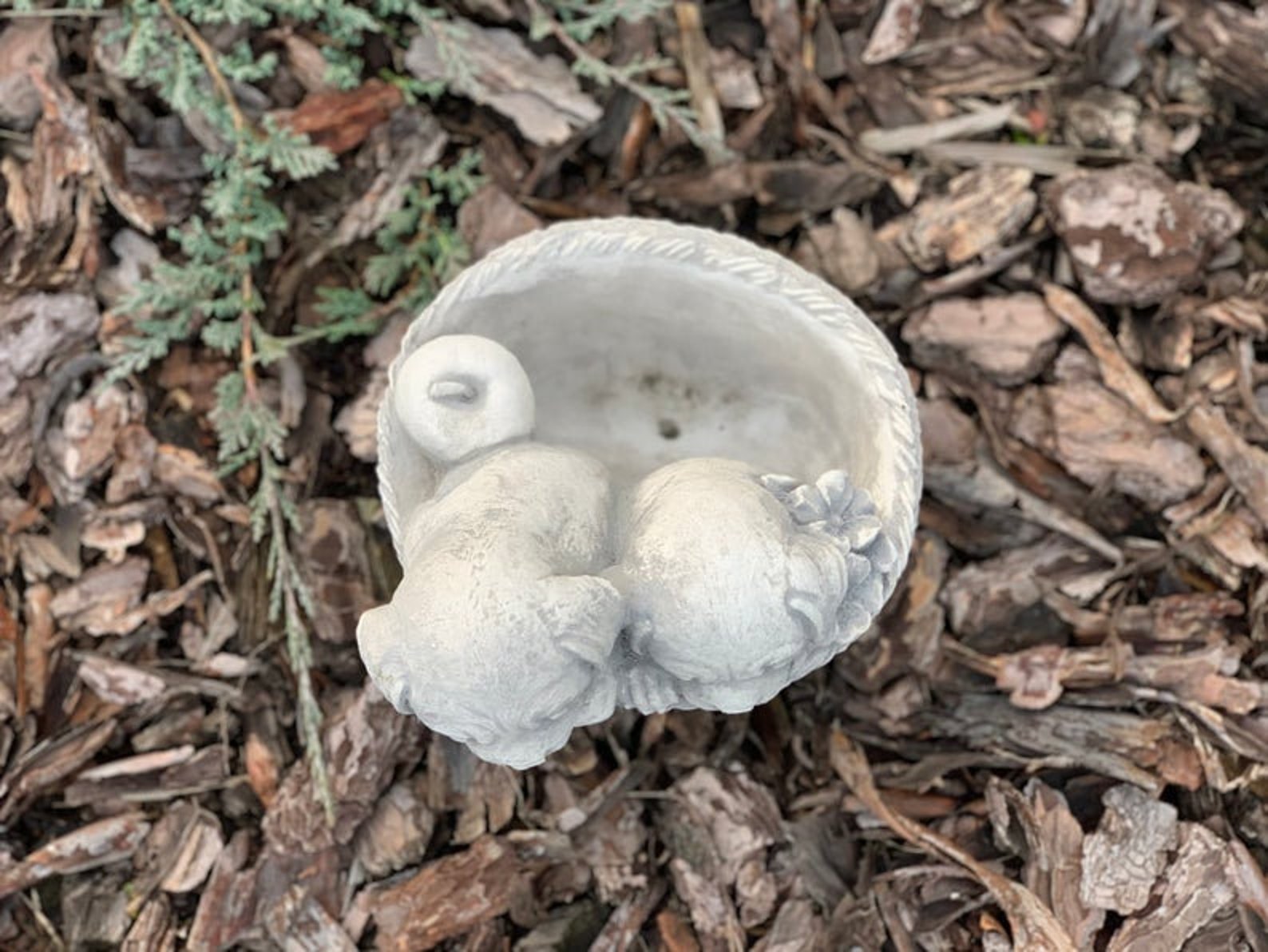 Flower Pot Dog Basket Dog Figurine Concrete Garden Statue Etsy