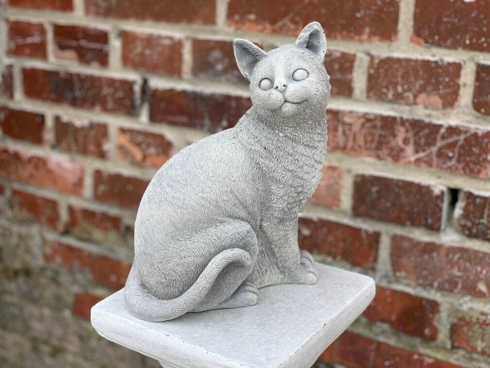 Cat Statue Cat Memorial Garden Statue Cat Name Tag Yard Art Etsy