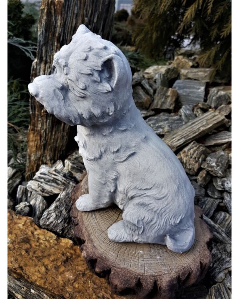 Dog Garden Statue Concrete Dog Statue Engraved Dog Tag Etsy