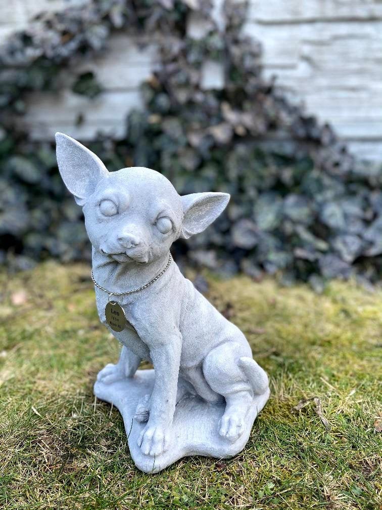 Chihuahua Statue Personalized Dog figure Pet Memorial Garden Etsy