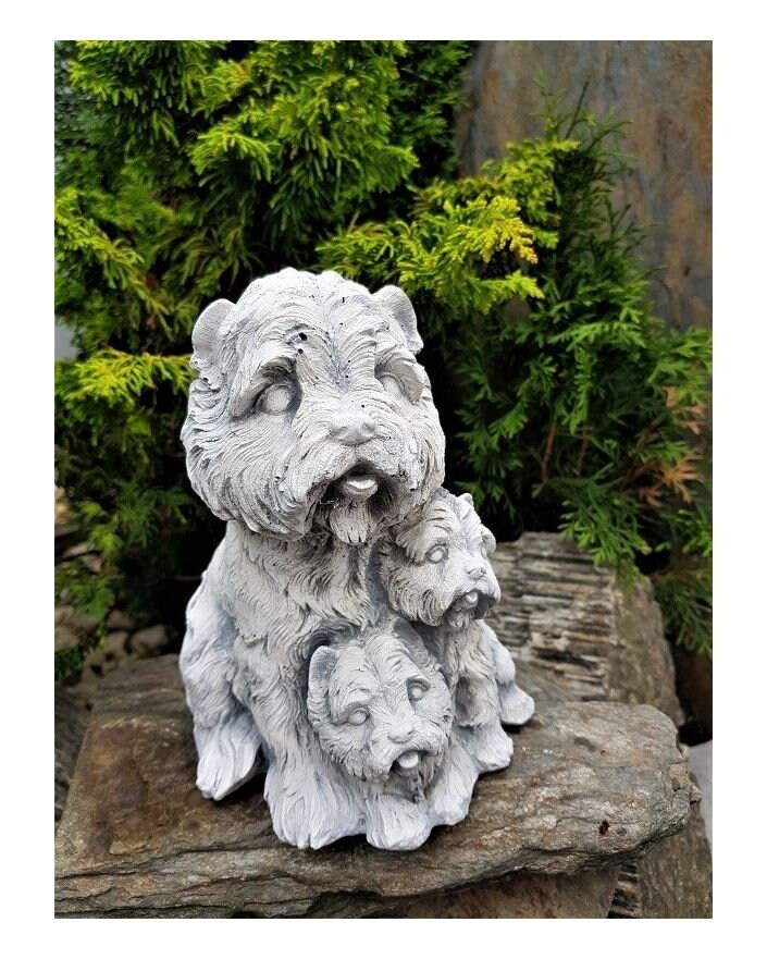 Maltese Dog Statue Three Dogs Garden Statue Engraved Dog Etsy