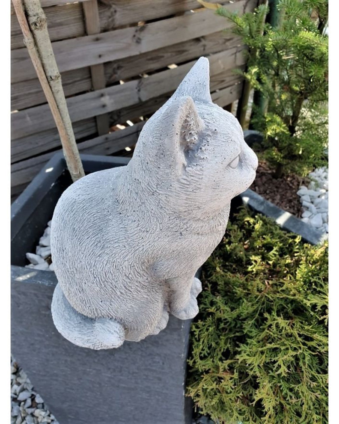 Sitting Cat Statue Concrete Cat Cat Memorial Garden Statue Etsy