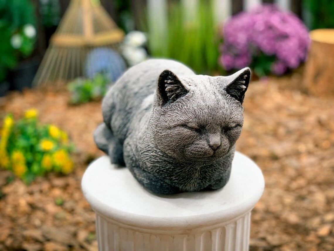 Buy Sleeping Cat Statue Engraving Gift Cat Memorial Hand Cast Online in