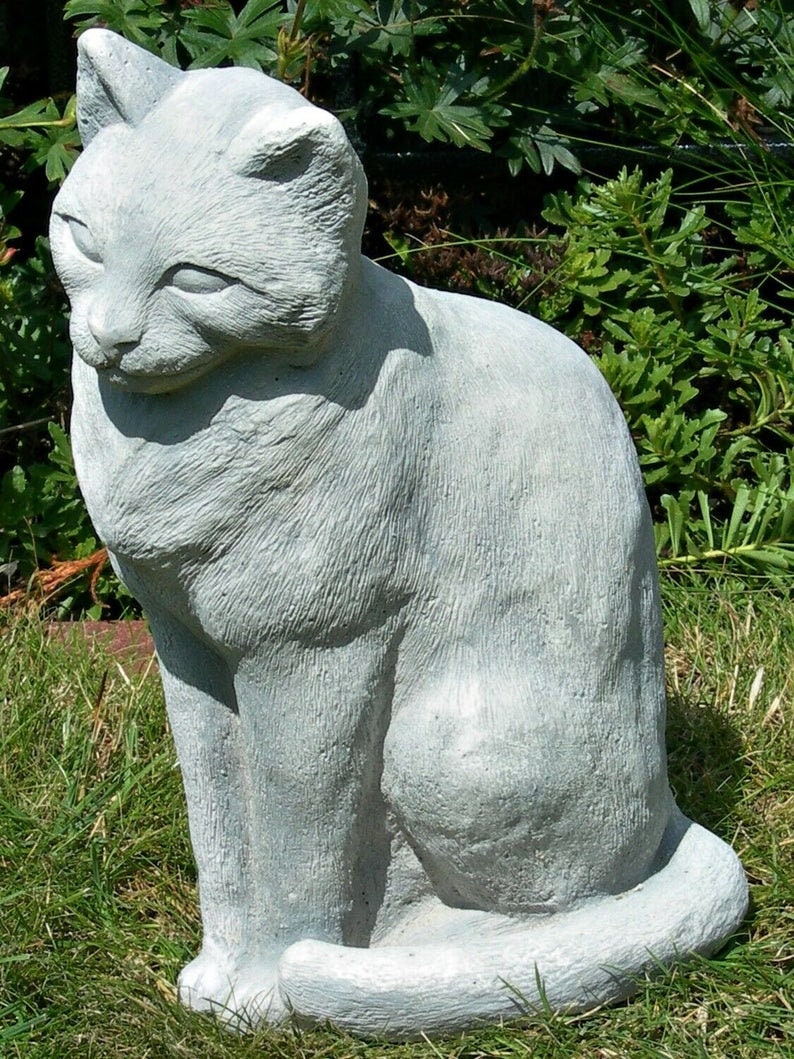 Cat Statue engraved Outdoor Statue Cat Memorial Concrete Etsy