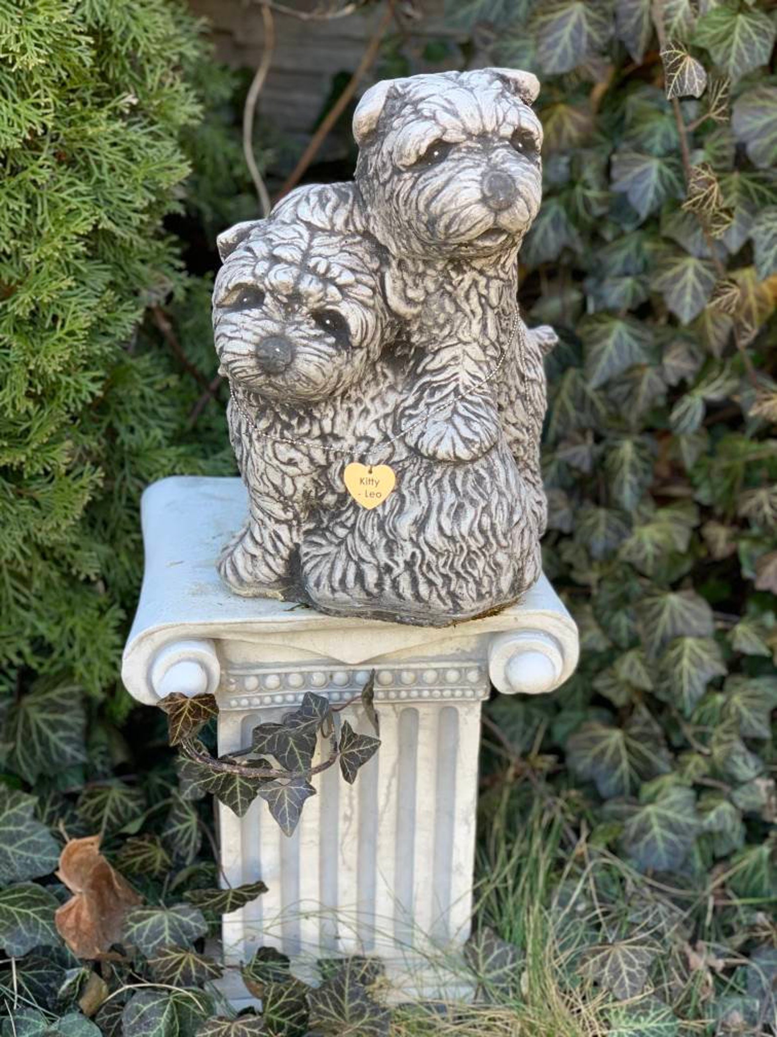 Funny Dog Statue Engraved Dog Tag Concrete Dog Etsy
