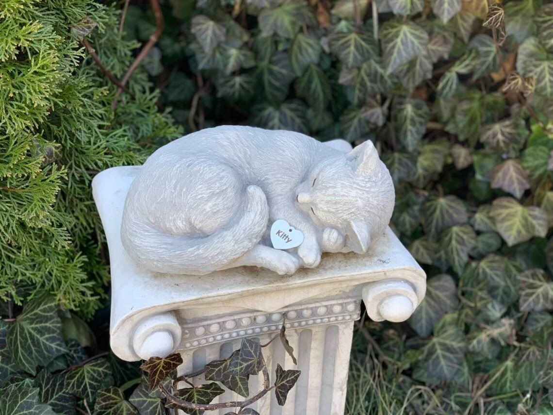 Cat Statue Cat Memorial Gift Garden Statue Cat Id Tag Pet Etsy