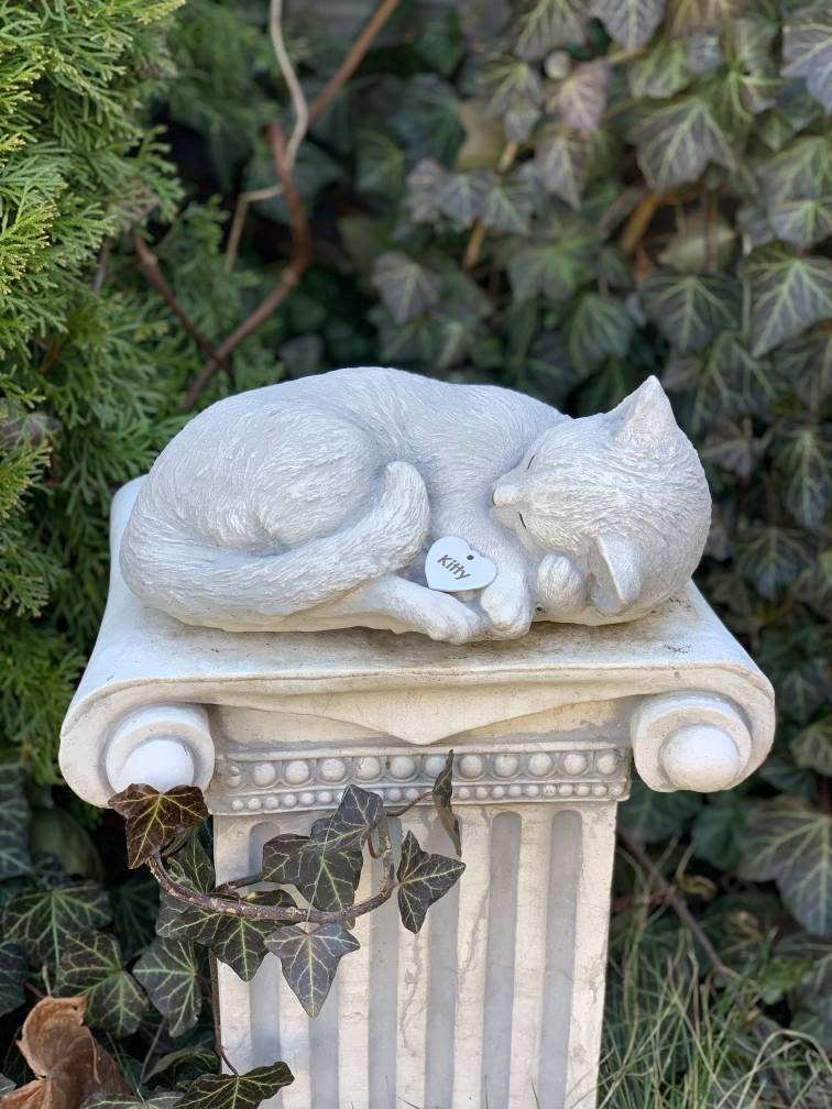 Cat Statue Cat Memorial Gift Garden Statue Cat Id Tag Pet Etsy