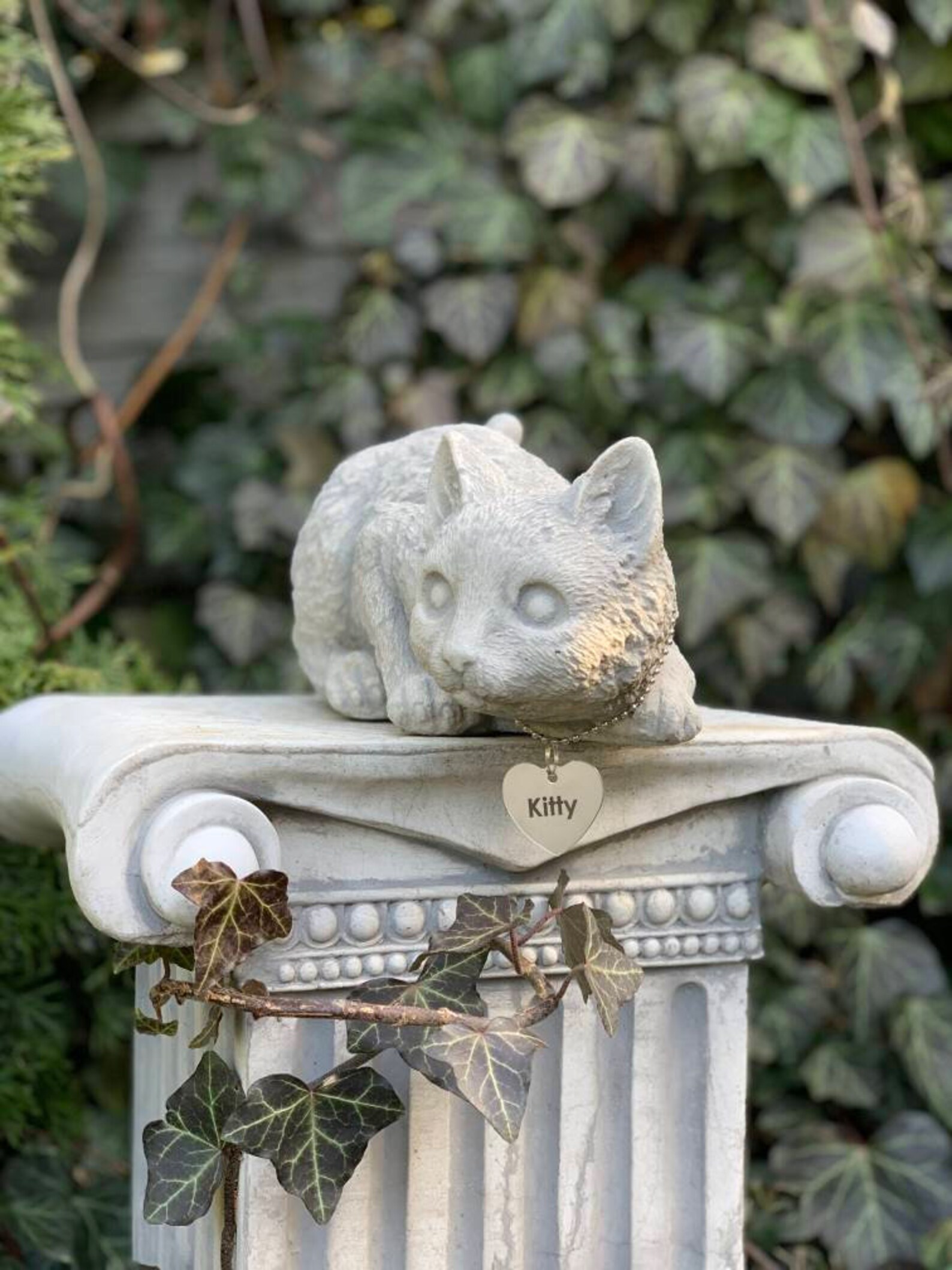 Cat Statue Cat Id Tag Cat Memorial Garden Statues Concrete Etsy UK