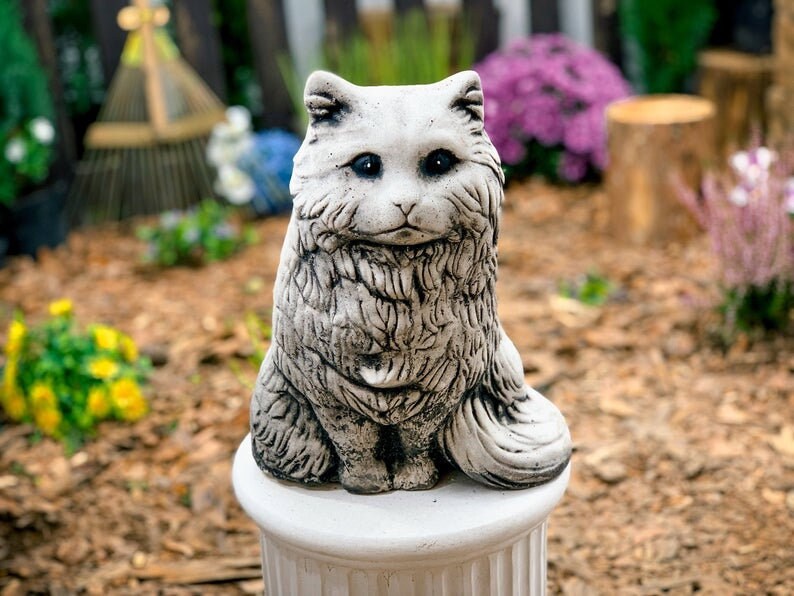 Cat Garden Statue Statue for Home Cat Statue Engraved Etsy