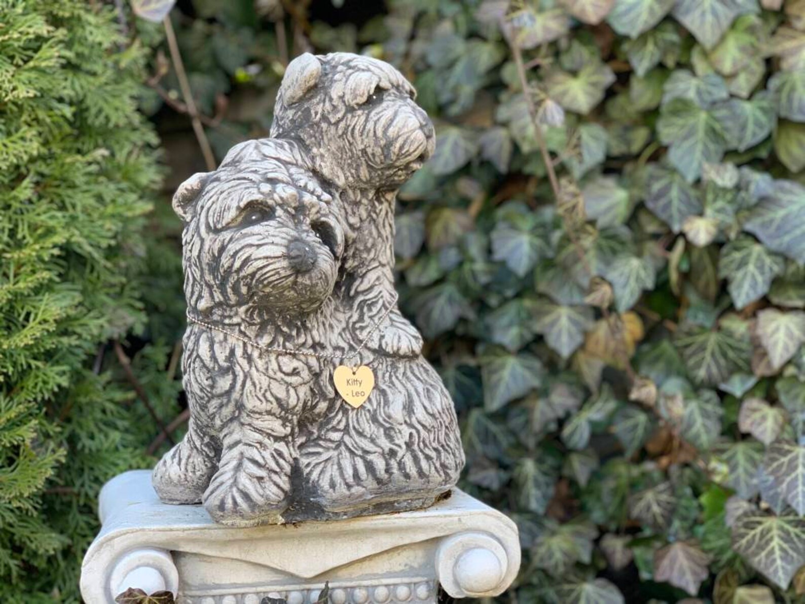 Funny Dog Statue Engraved Dog Tag Concrete Dog Etsy