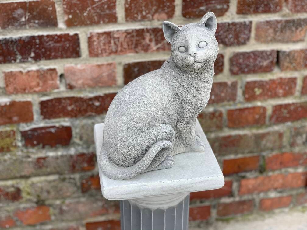 Cat Statue Cat Memorial Garden Statue Cat Name Tag Yard Art Etsy