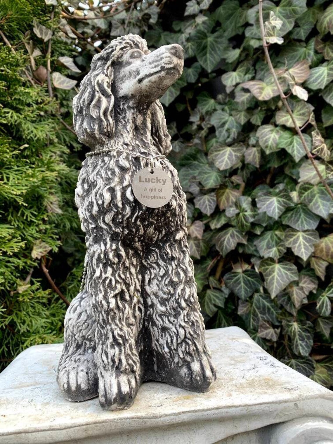Poodle Statueunique dog tag Pet Memorial garden statue custom | Etsy