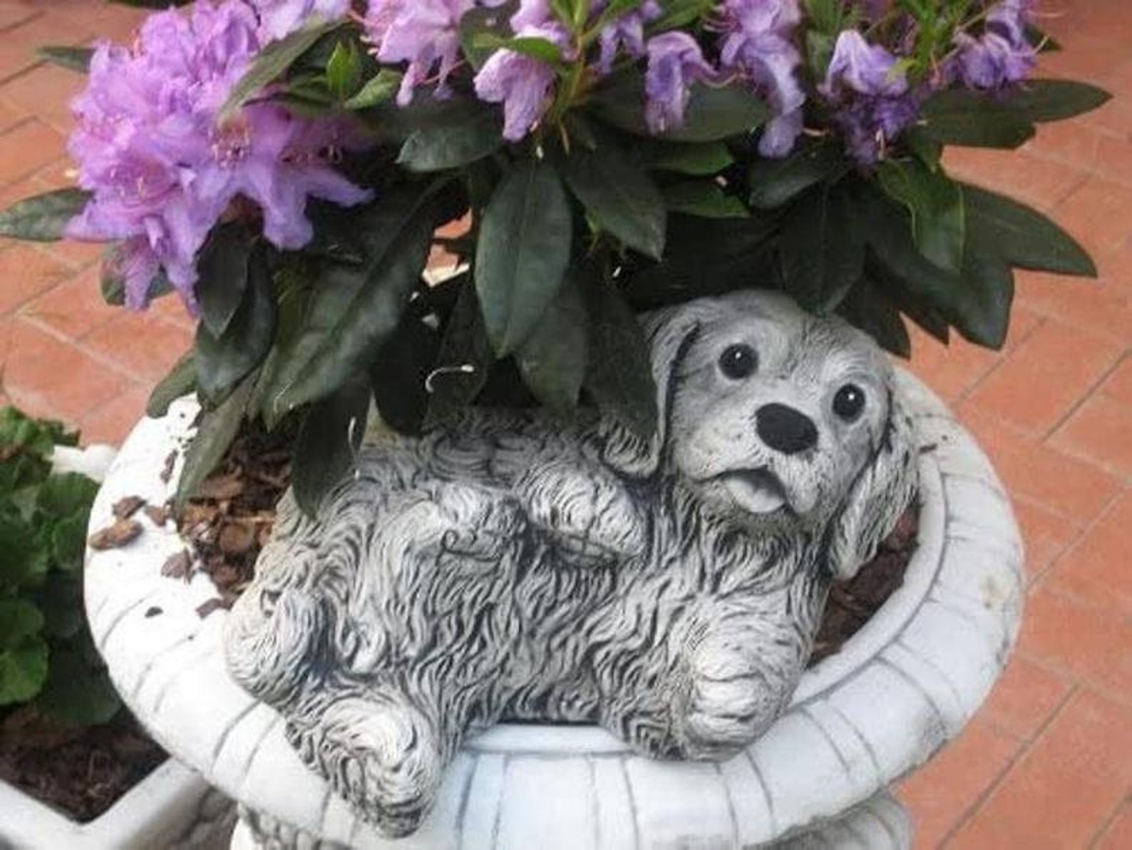 Small Dog Statue Recumbent Dog Concrete Statue Engraving Etsy