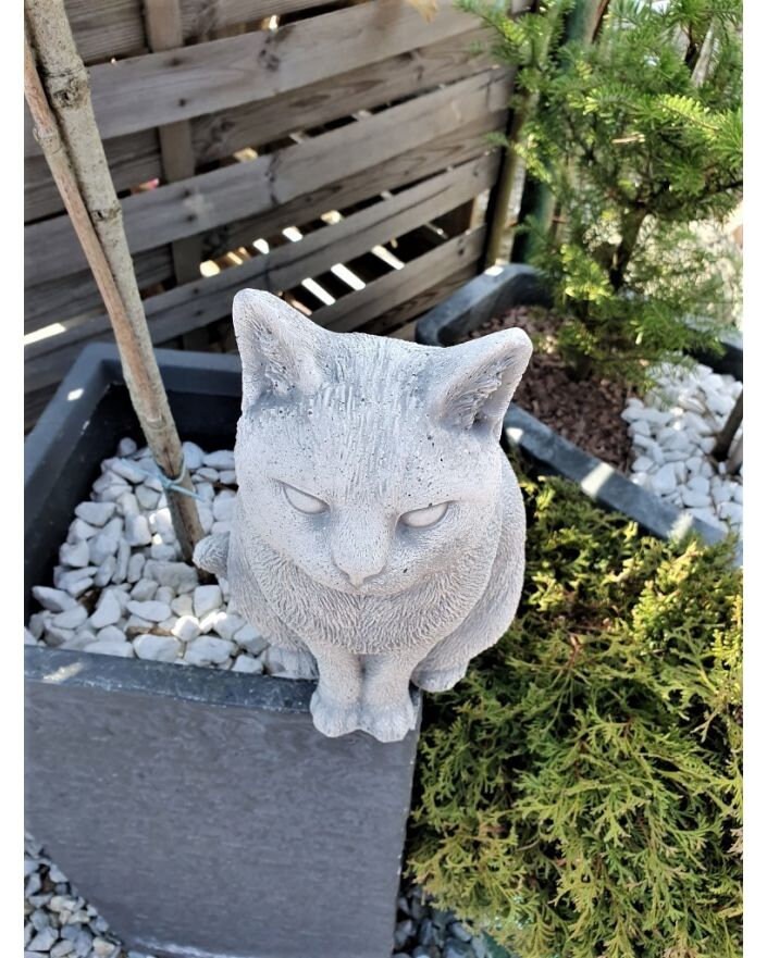 Sitting Cat Statue Concrete Cat Cat Memorial Garden Statue Etsy