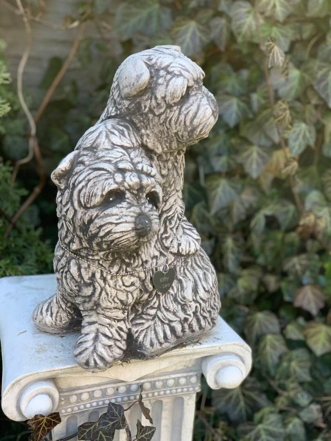 Funny Dog Statue Engraved Dog Tag Concrete Dog Etsy