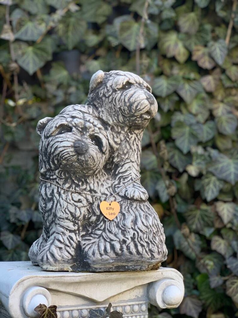 Funny Dog Statue Engraved Dog Tag Concrete Dog Etsy