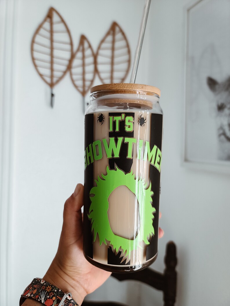 Beer Can Glass Beetlejuice Beer Can Glass Halloween Beer Etsy