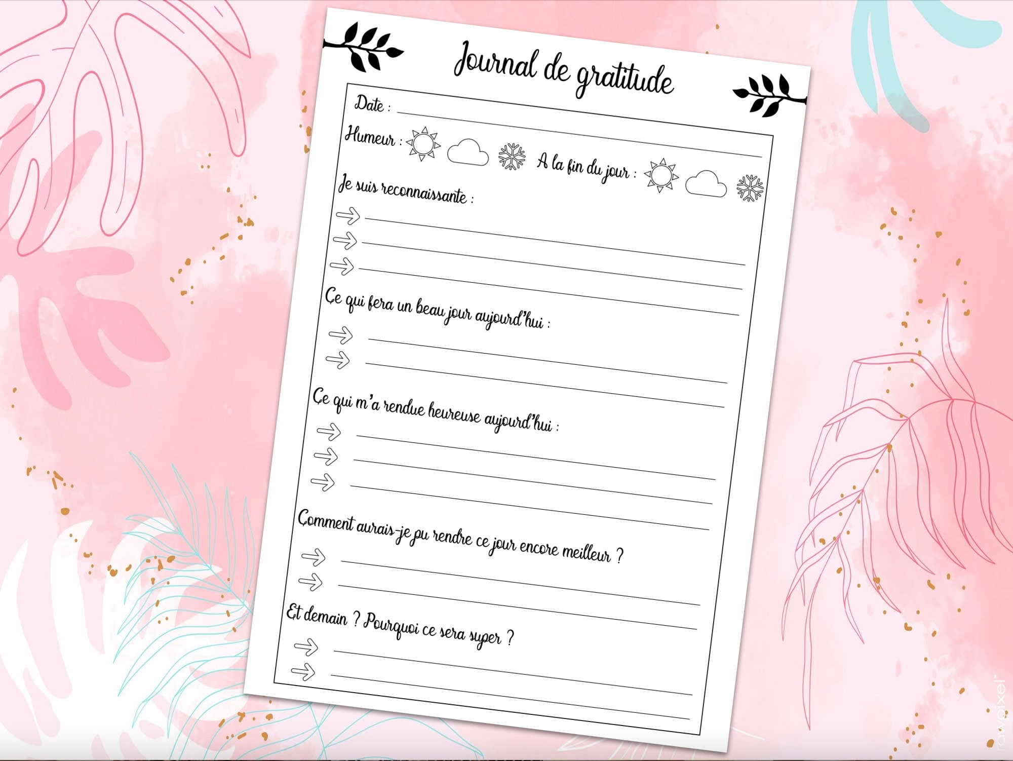 Journal de gratitude A5 format PDF et Pages Etsy