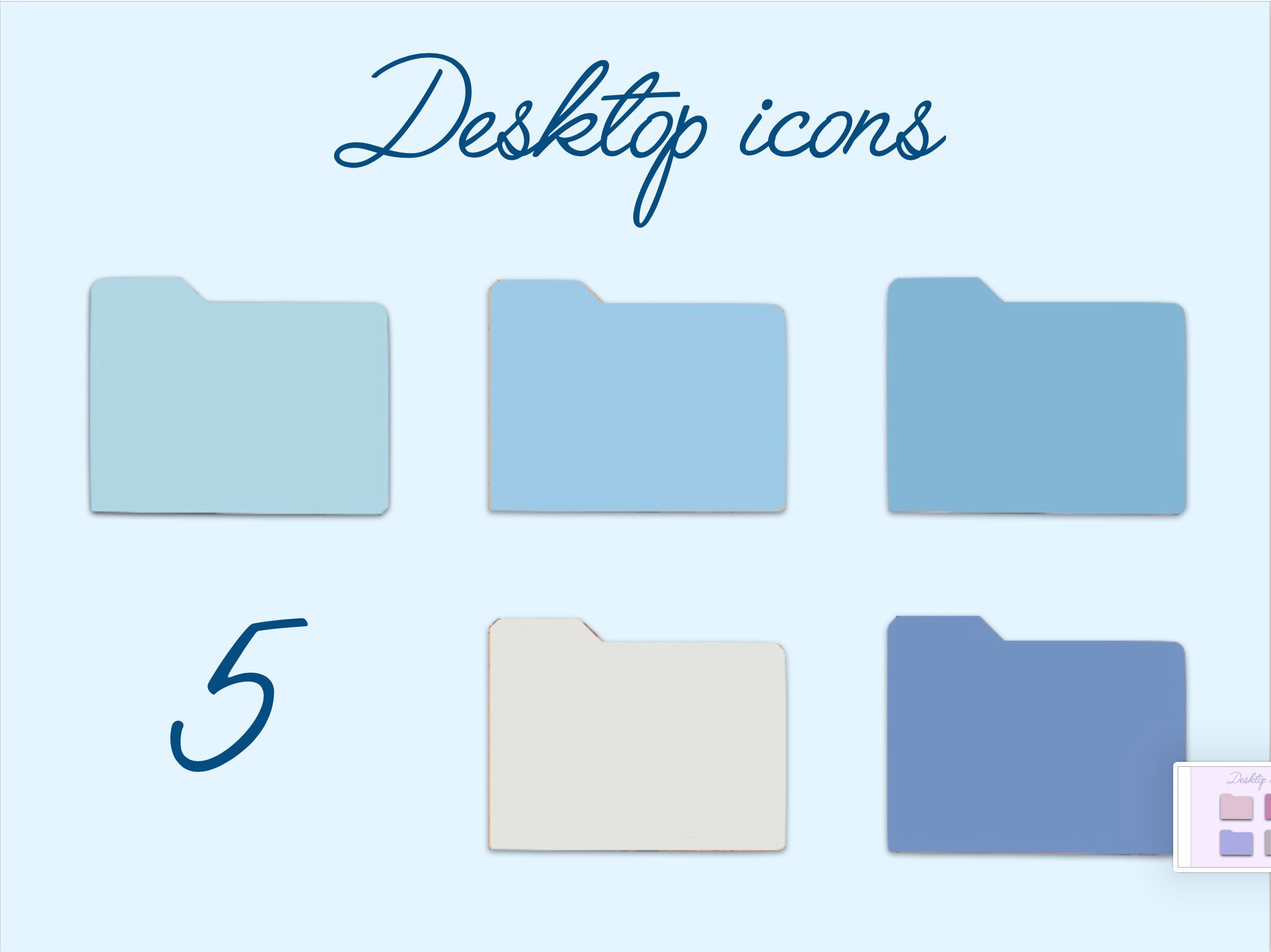 5 Blue Desktop Icons Etsy
