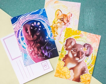 Wild Hearts // A6 Postcard | vulnerable animals fantasy portrait card