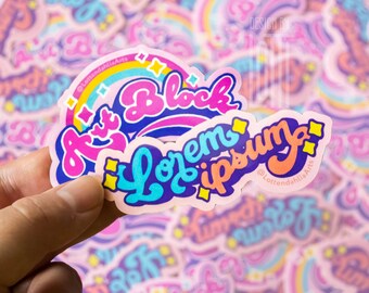 Retro Lettering // Vinyl Sticker | colorful retro vibes lettering text sticker