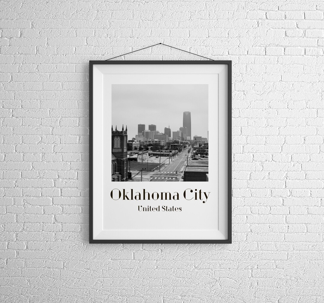 Oklahoma City Black and White Print, Oklahoma City Poster, Oklahoma