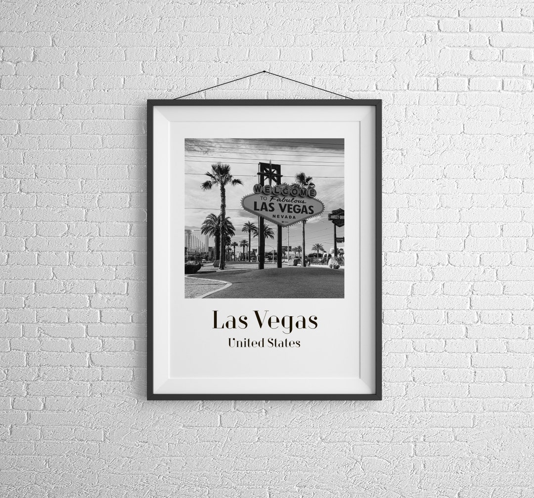 Las Vegas Black and White Print Las Vegas Poster Las Vegas Etsy
