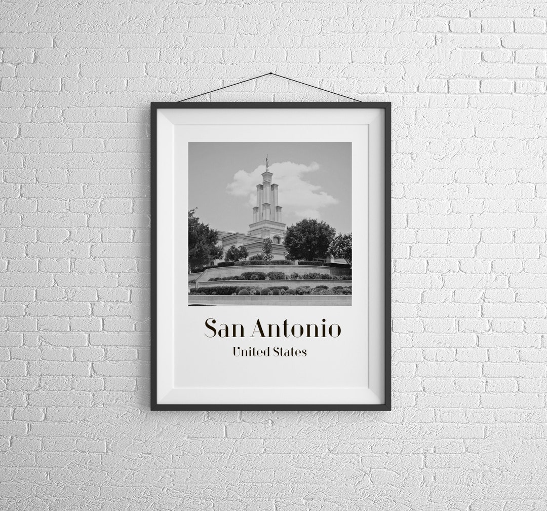 San Antonio Black and White Print, San Antonio Poster, San Antonio Wall