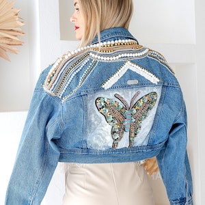 Light blue handmade denim jacket. Limited edition. One-of-a-kind. Unique