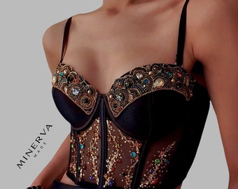 Black elegant festival, party corset, unique, limited edition